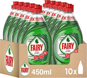 Fairy Ultra Poder Lavavajillas Líquido a Mano, 4.5 L (10 x 450 ml), Óptimo Poder Antigrasa por 12,64€