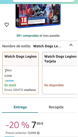 Watch Dogs Legion PS4 por 7,99€.