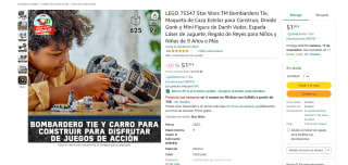 Set lego Star Wars TM Bombardero Tie, Caza Estelar para Construir, Droide Gonk y Mini Figura de Darth Vader, Espada Láser de Juguete por 38,99€