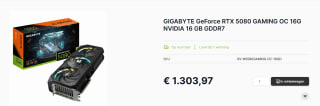 Gigabyte GeForce RTX 5080 GAMING OC 16G voor €1.303,97 bij Caps