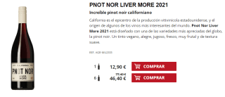 6 Botellas de Pnot Nor Liver More 2021 por 36.4€