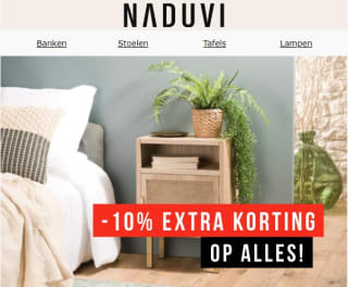 10% extra korting op alles bij Naduvi
