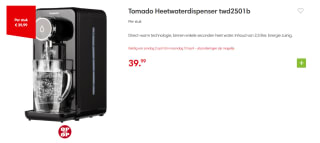 Tomado TWD2501B - Heetwaterdispenser voor €39,99 bij de Dekamarkt