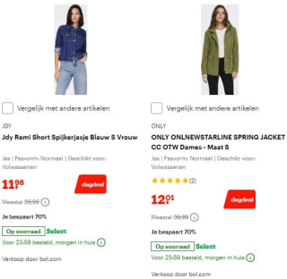 Tot 75% korting op jassen voor volwassenen bij Bol.com