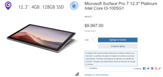 Microsoft Surface Pro 7 12.3" a $8,497 en Costco