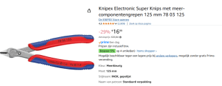 Knipex Super Knips 78 03 125 SB Zijkniptang voor €16,99 bij Amazon