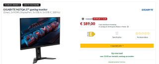 GIGABYTE M27QA 27" gaming monitor voor €189 bij Alternate