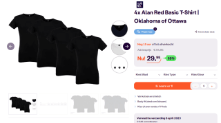 4x Alan Red Basic T-Shirt | Oklahoma of Ottawa voor €29,95 bij iBOOD