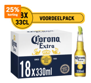Corona Extra bier 18-pack voordeelpack voor €14,99 bij de AH