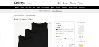 Black/Grey/White Plain Vests 3 Pack - £4