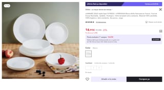 Vajilla 18 piezas vidrio opal blanco Zelie Luminarc por 16.91€ (Cuenta Nueva 8.45€)