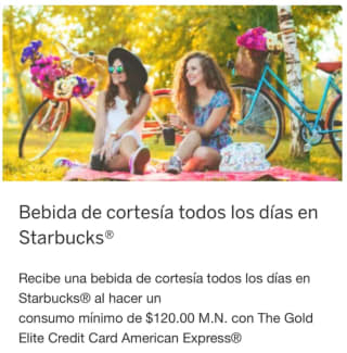 Bebida Grais en Starbucks con AMEX pagando $120