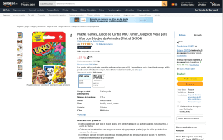 Mattel Games, Juego de Cartas UNO Junior por 4,50€