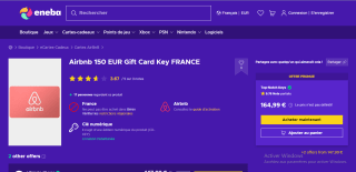 Airbnb 150 EUR Gift Card Key FRANCE à 164,99€
