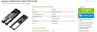 GIGABYTE AORUS Gen4 7300 voor €114,90 bij Megekko