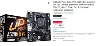 Gigabyte Placa Base AMD A520 Ultra por 46.72€
