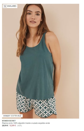 Recopilación pijamas cortos de mujer por 11,69€ desde Women's secret