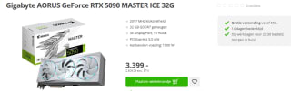 Gigabyte AORUS GeForce RTX 5090 MASTER ICE 32G voor €3.339 bij Paradigit
