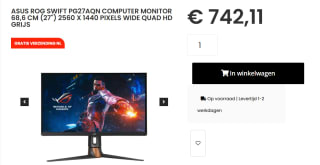 ASUS ROG Swift 360Hz PG27AQN Gaming Monitor voor €742,11 bij Caps
