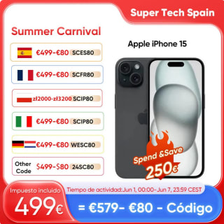 Apple iPhone 15 versión 128GB solo 499€