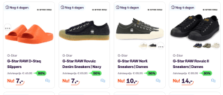 Diverse G-Star schoenen voor dames, heren en kids vanaf €7 bij Ibood