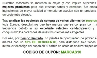 10% descuento en marcas seleccionadas desde Zooplus