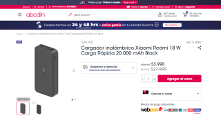Cargador inalámbrico Xiaomi Redmi 18 W Black por $3.990