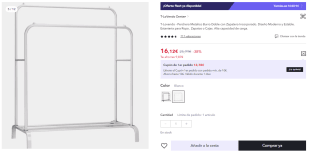 Perchero Burro Doble Rail por 16.12€ (Cuenta Nueva 9.67€)