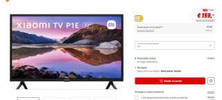 TV LED 32" Xiaomi TV P1E HD Smart TV por 135.15€