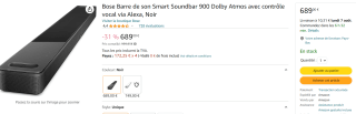 Bose Slimme Soundbar 900 voor €689 bij Amazon