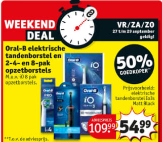 Oral-B elektrische tandenborstels en opzetborstels met 50% korting bij Kruidvat
