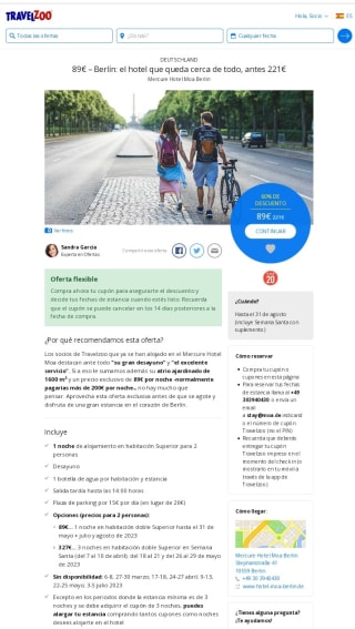 Hotel en el corazón de Berlin por 89€ para 2 personas.