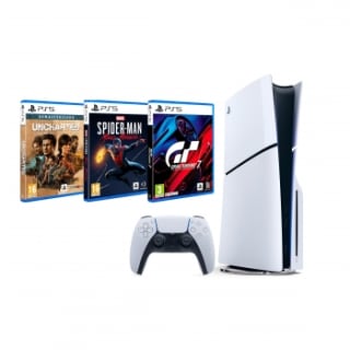 Consola Playstation 5 Slim Estándar D 1TB + Pack Triple Sony Gran Turismo 7 + Marvel's Spider-Man Miles Morales + Uncharted El legado por 534€