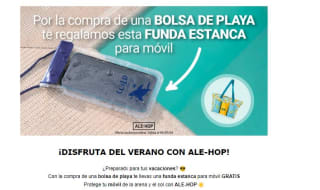 Por la compra de una bolsa de playa te llevas una funda estanca para móvil desde Ale-Hop