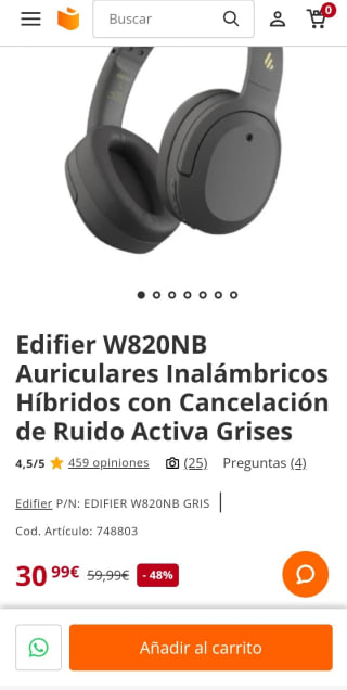Edifier Auriculares Inalámbricos W820NB por 30,99€.