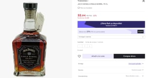 Botella de Jack Daniels Single Barrel Select Tennessee Whiskey, 45% Vol. Alcohol, Sabor Suave con Notas de Vainilla y Caramelo, 700 ml por 24.44€