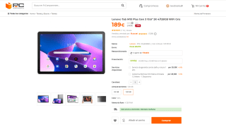 Lenovo Tab modelo M10 Plus Gen 3 10.6" 2K 4/128GB con WiFi Gris por 189€