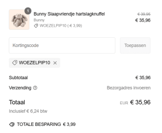 10% korting op bijna alles bij B-care baby