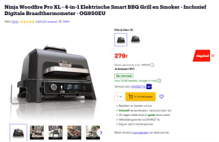 Ninja Woodfire Pro XL elektrische barbecue voor €279 bij Bol