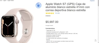 Apple Watch S7 GPS 41mm con correa deportiva blanca por $5497