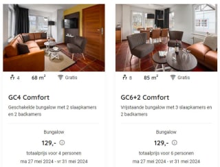 Vanaf €129 een week, weekend of midweek bij Roompot