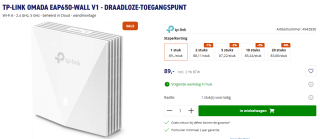 TP-Link Omada EAP650-Wall 3000 Mbit/s Wit Power over Ethernet (PoE) voor €89 bij Azerty