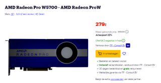 AMD Radeon Pro W5700 voor €279 bij Bol