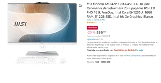 Ordenador MSI Modern AM242P 12M-815ES Intel Core i5-1235U/16GB/512GB SSD/23.8" por 599€