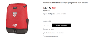 New Balance Mochila Athletic Club Bilbao de 45 x 34 x 15 cm por 12.99€