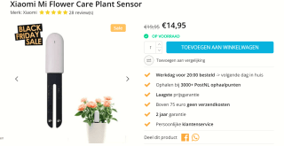 Xiaomi Mi Flower Care Plant Sensor met Bluetooth voor €14,95 bij Techpunt