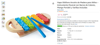 Hape Xilófono Arcoíris de Madera para Niños por 11,99€