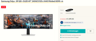 Samsung Odyssey G9 LS49CG934SUXEN 49" Ultrawide Quad HD OLED Gaming monitor voor €1299 bij Update