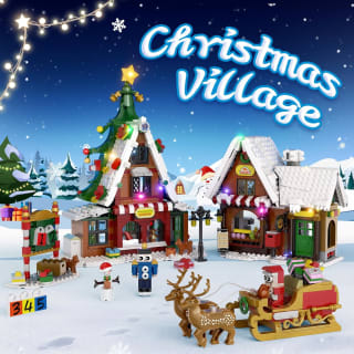 Kit de construcción de Pueblo navideño con Luces LED por 36,99€