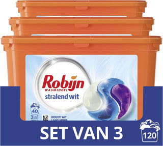 Robijn Wascapsules 3-in-1 Stralend Wit 120 pods voor €21,99 bij Amazon